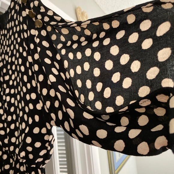 Zara Black Cream Polka Dot Mini Dress  Small - Picture 8 of 8